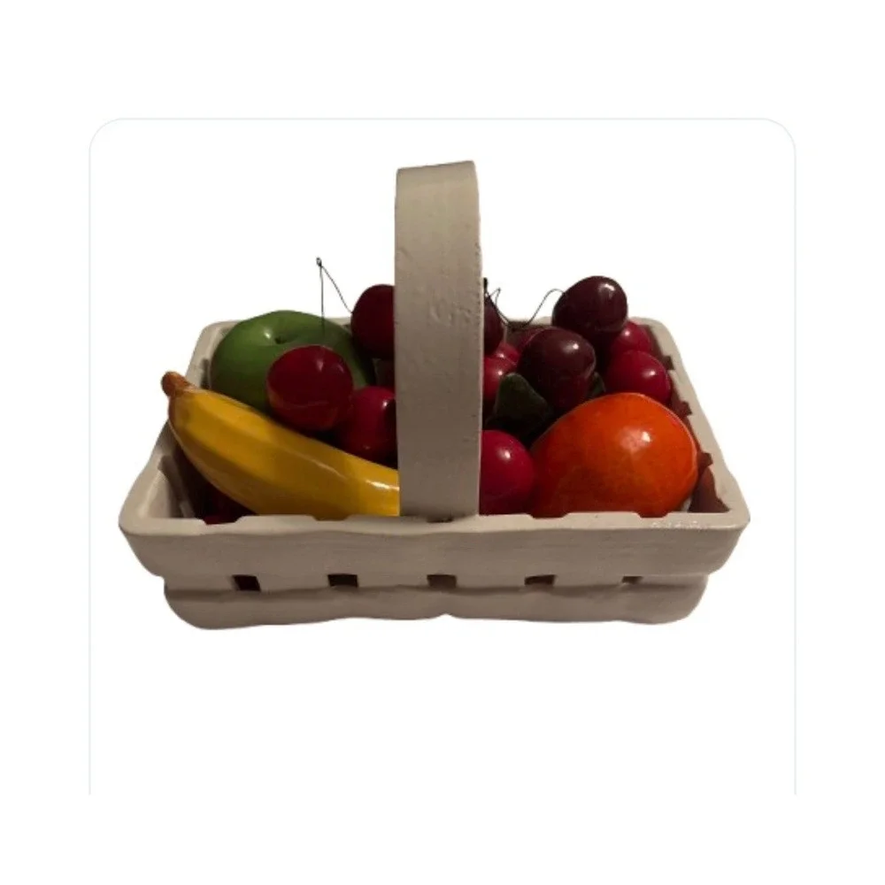 Italian Fruit Basket Vintage Italian Wire Cherries Banana Apple Orange Rare‎
